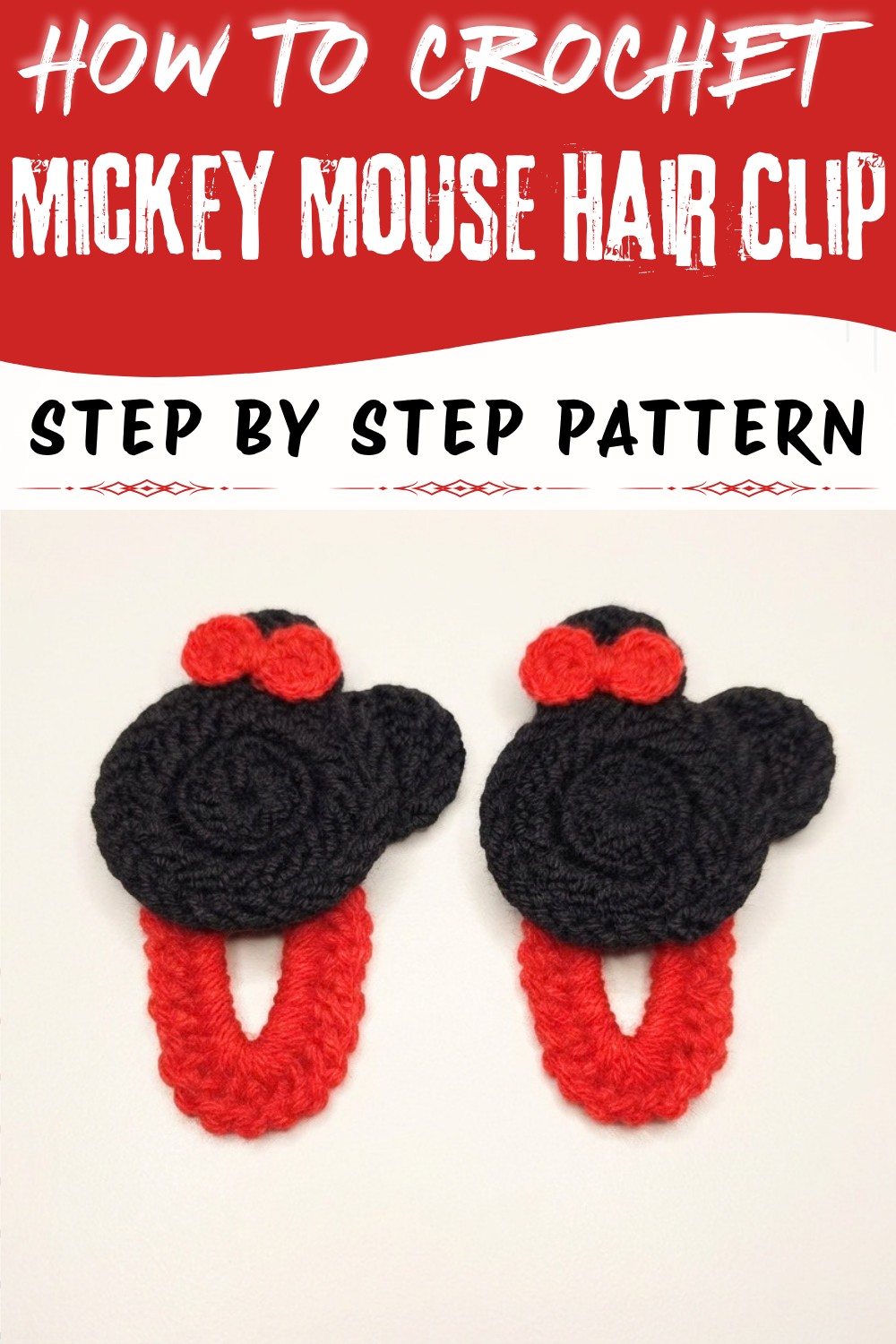 DIY Crochet Mickey Mouse Hair Clip