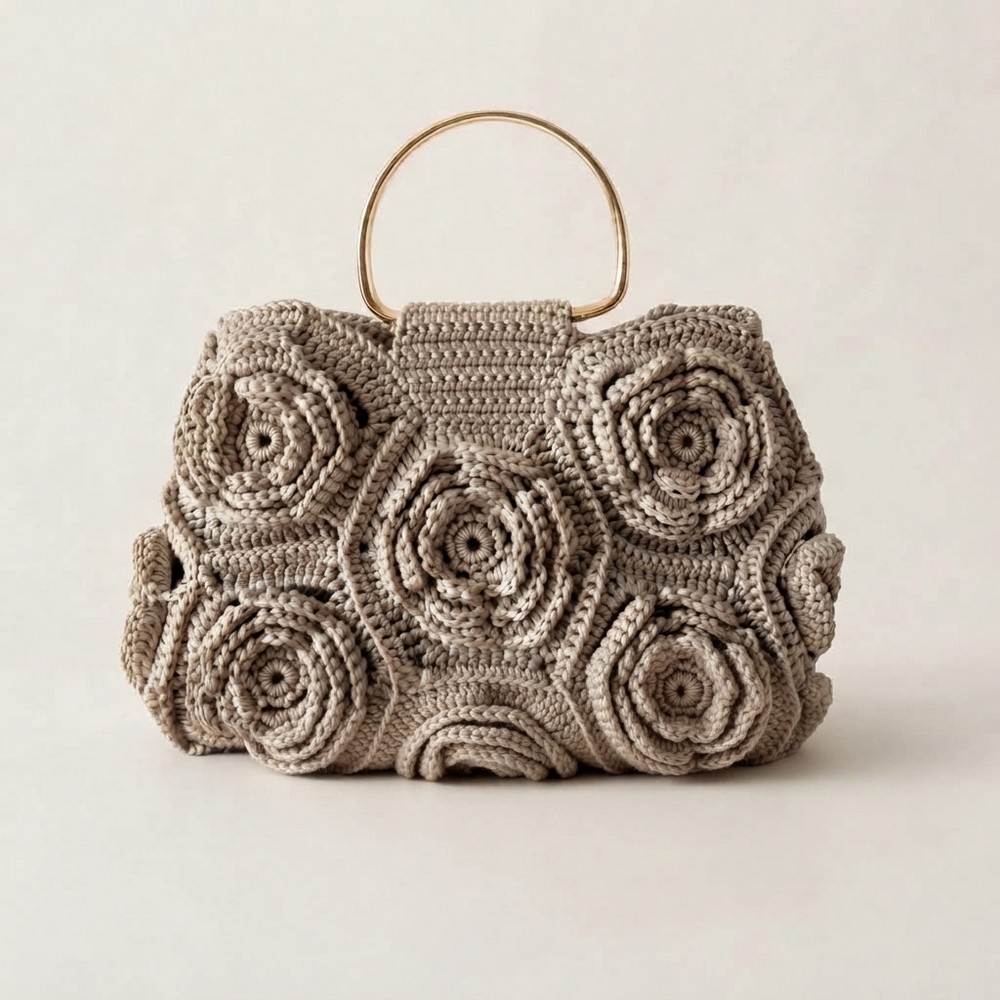 Easy Crochet Rose Motif Bag Tutorial