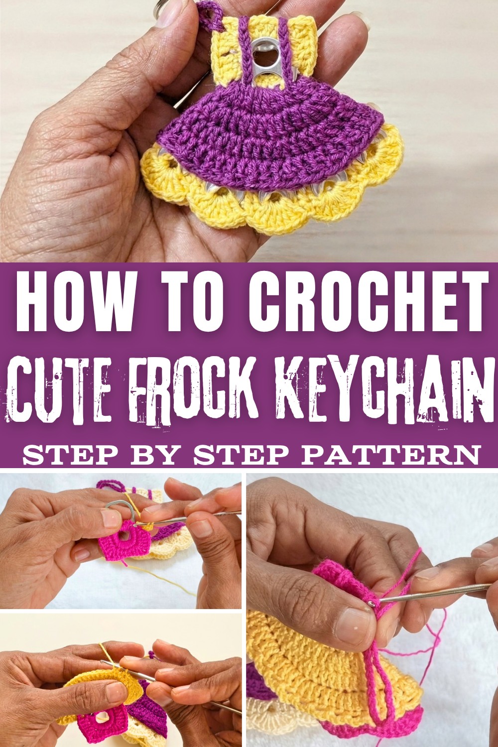 How to Crochet These Cute Frock Keychain With Can Tabs