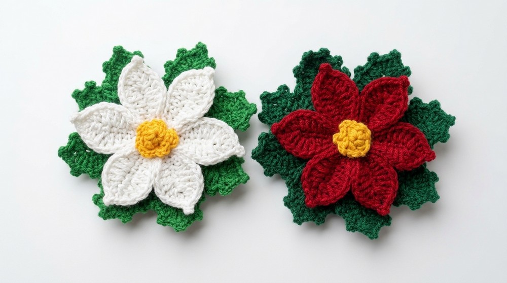 How to crochet a CHRISTMAS FLOWER (3)