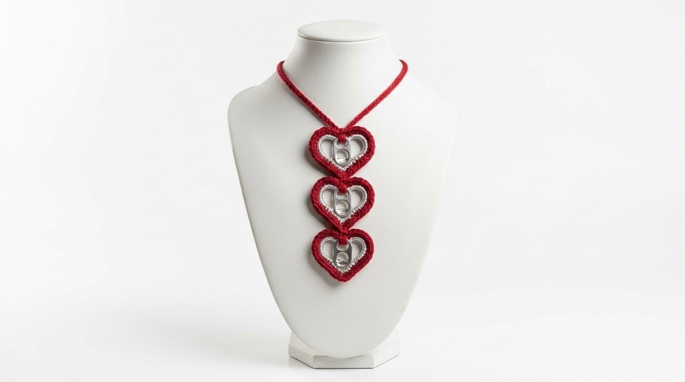How to weave a heart necklace with rings (Step by Step) (6)