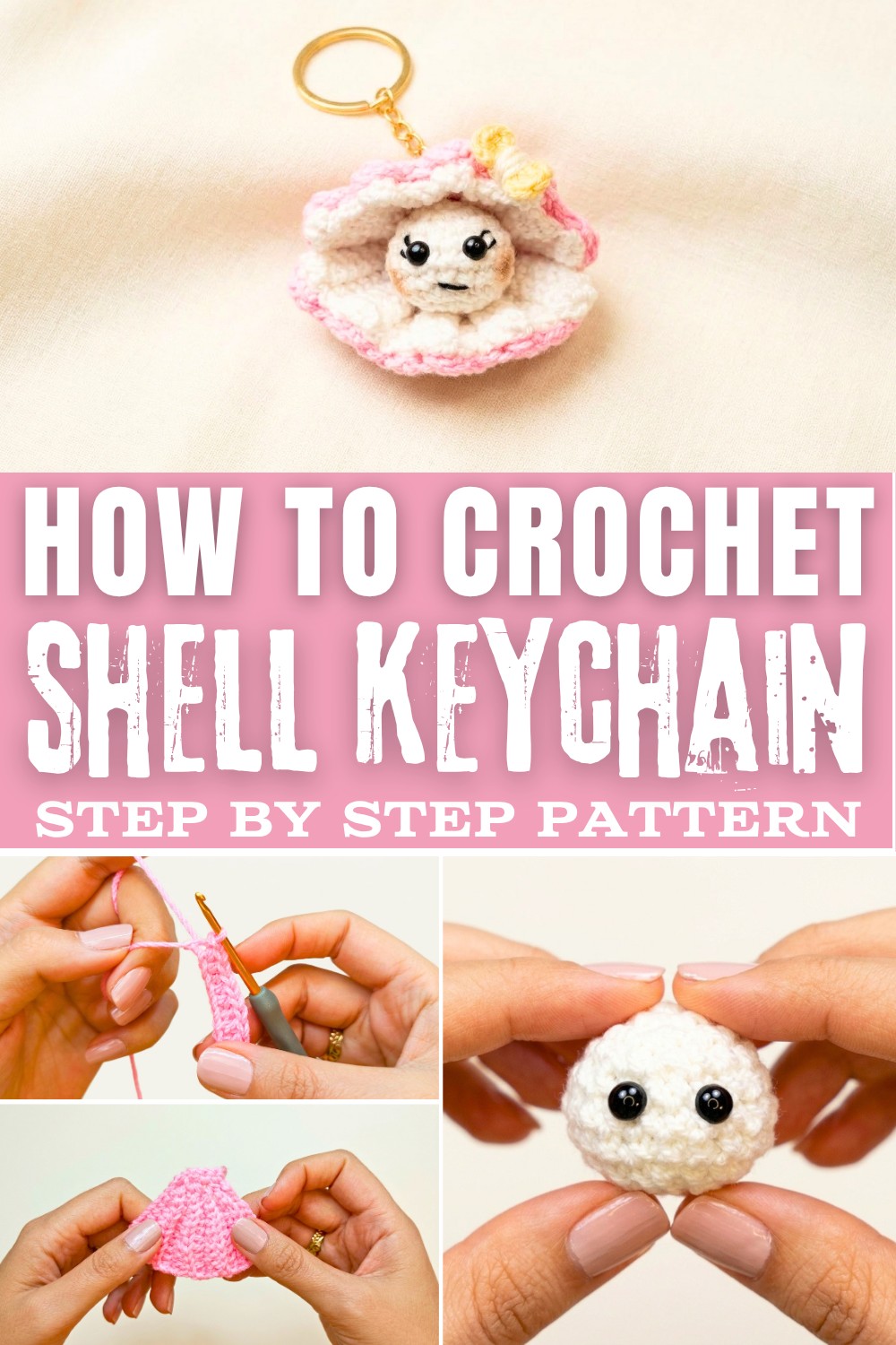 The Cutest Tiny Crochet Shell Keychain Ever