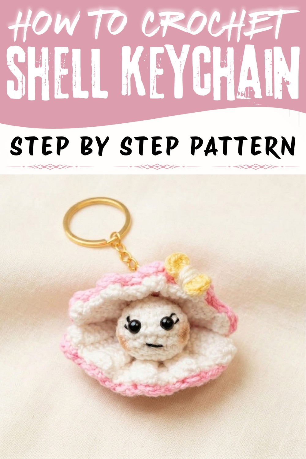 The Cutest Tiny Crochet Shell Keychain Ever