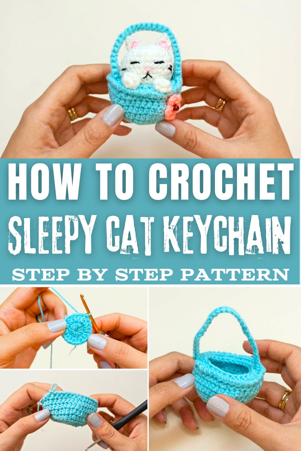 The Cutest Tiny Crochet Sleepy Cat Keychain Ever