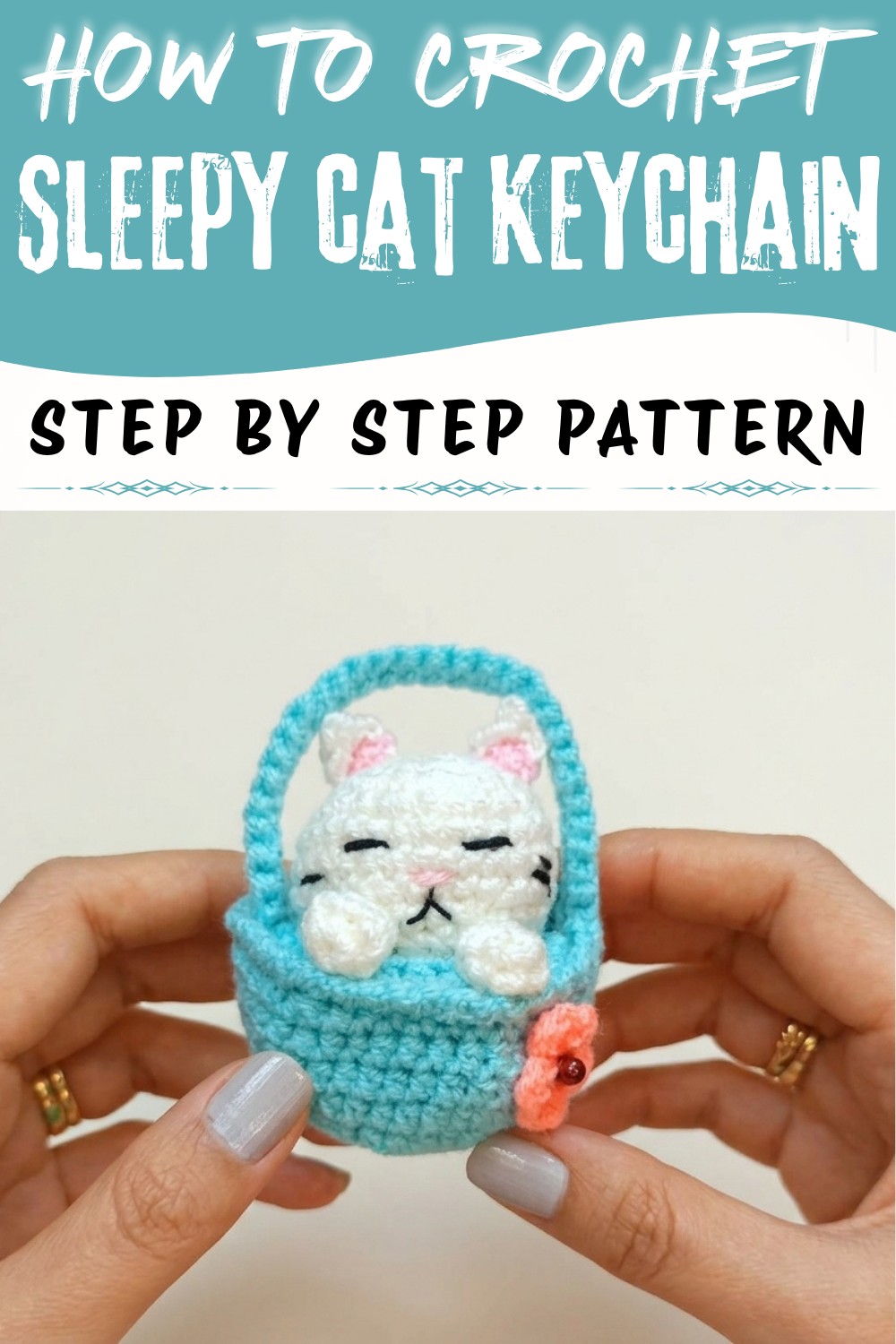 The Cutest Tiny Crochet Sleepy Cat Keychain Ever